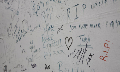 Tributes at the spot in Downham Road where moped rider Michael McGuiness died in May. Photograph: Eleonore de Bonneval