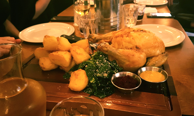 The main course of roast chicken