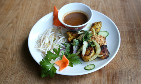 Monkfish in shrimp and mushroom sauce at Namo restaurant, Victoria Park Village, Hackney E9