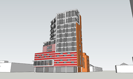 North facing 'nonrendered visualisation' of a future redevelopment of the site produced by artist Jonathan Hoskins