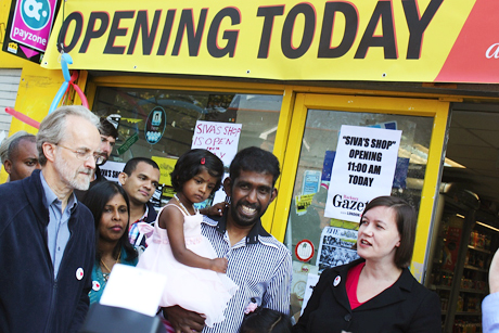 Siva's shop re-opens. Photograph: Tony Plett