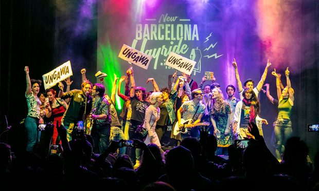 The Fuzillis, inciting a stage invasion on one of their European shows. Photograph: Dirty Water Records