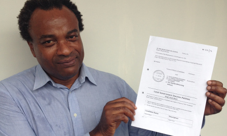 Mr Vernon Williams with his petition. 
