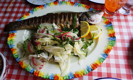 Whole seabass. Photograph: Lardo