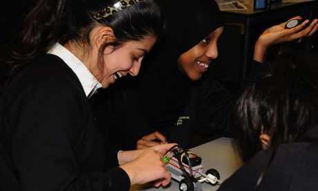 Teenagers can learn all about science and technology the Arcola's Inventors Club; here, participants experiment with a model car